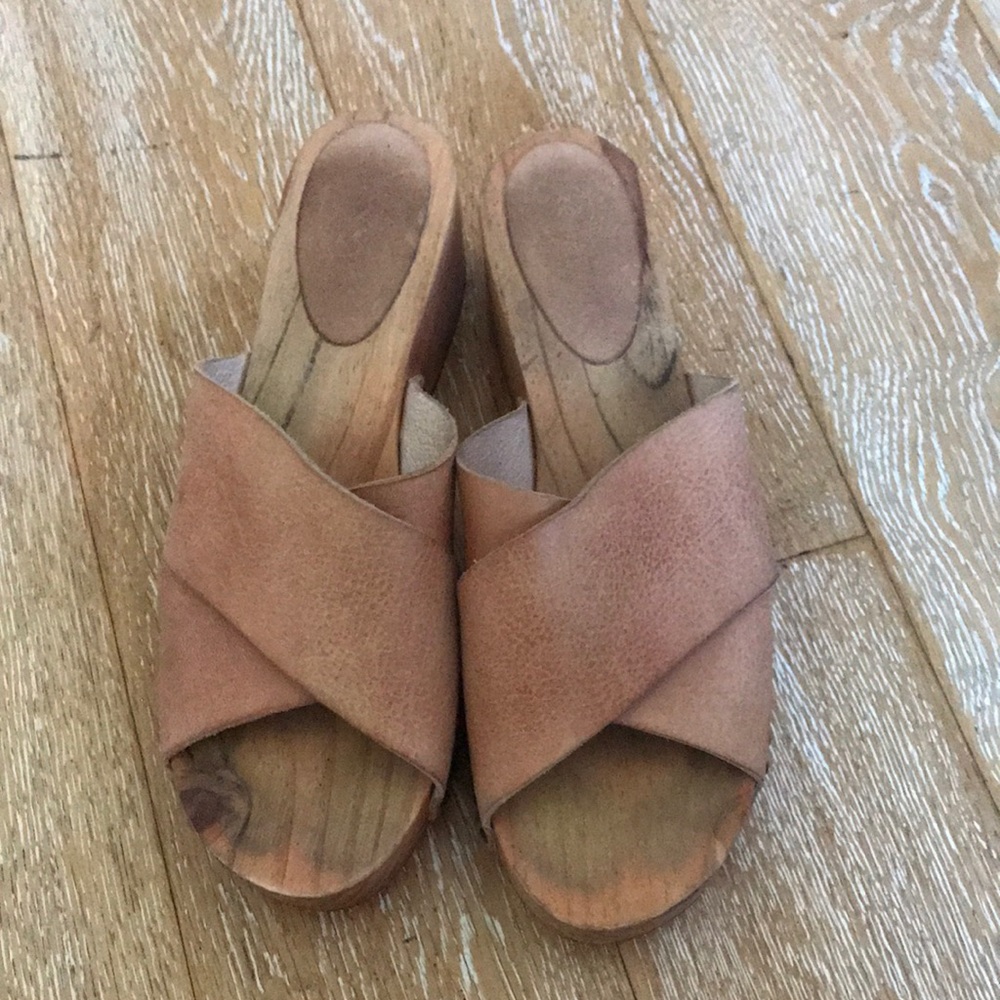 Free people wooden leather clog
